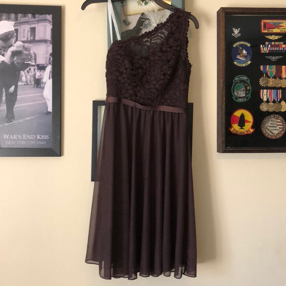 David’s Bridal one shoulder bridesmaid dress